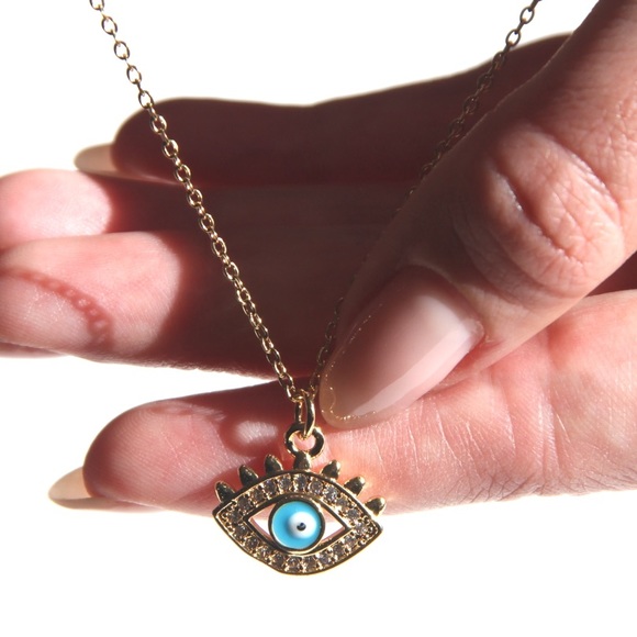 *New* 18K Gold Plated Evil Eye Cubic Zirconia Pendant Necklace Fine Jewelry 🧿 - Picture 2 of 11